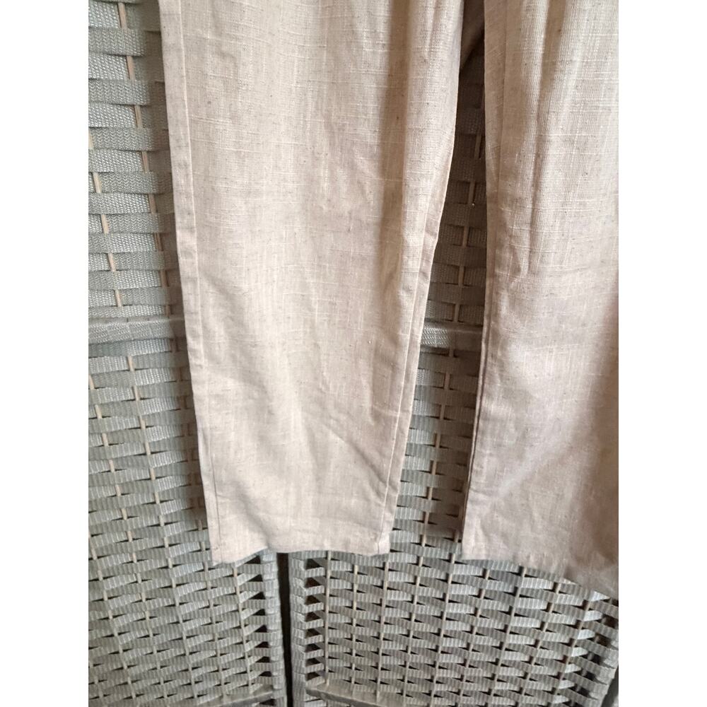 Emme Smocked Waistband Linen Pants Medium Beige NWT Cropped Length Pull On - Picture 4 of 13
